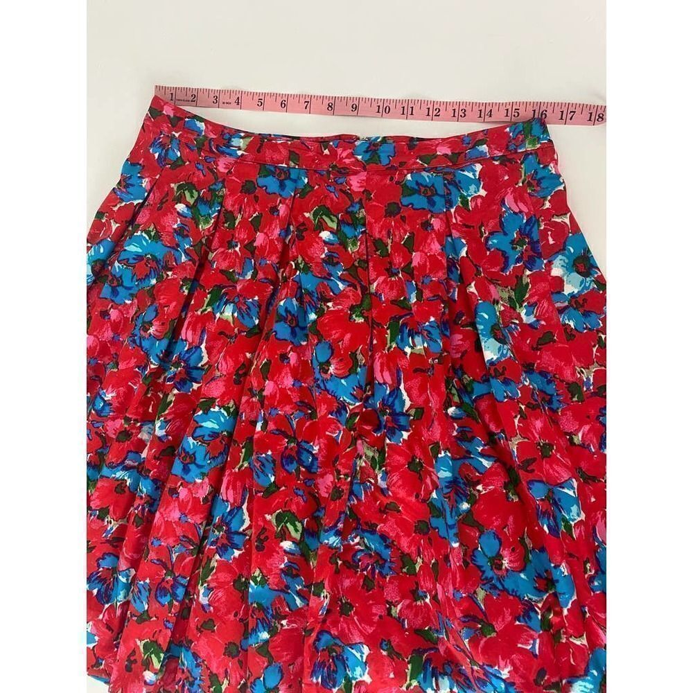 Cottagecore Talbots Petites Floral Print Skirt Lined Red Blue - Size 12P - Picture 8 of 8